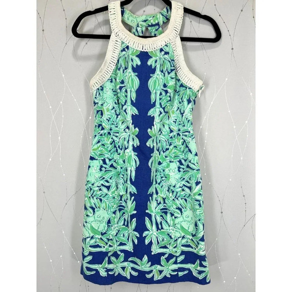 Lilly Pulitzer Blue Green Tropical Cotton Sheath Dress $218 - Picture 5 of 14